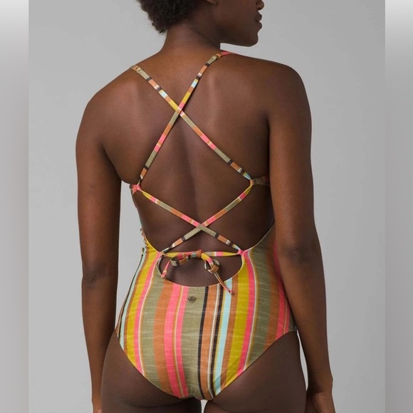 prAna Lurisia Size M colorful Adjustable Tie-Back One Piece Swimsuit Swim Cacti - Picture 1 of 9